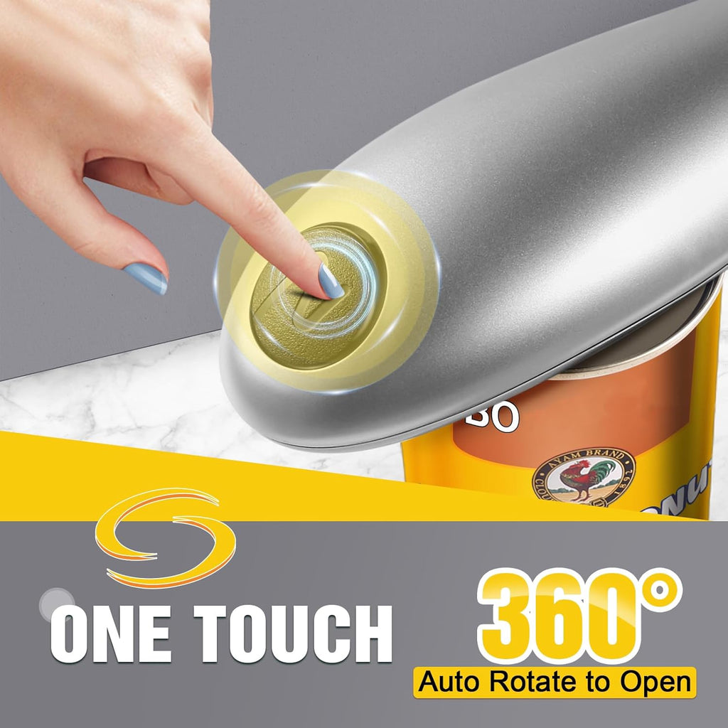 Kitassure Handsfree One Touch Electric Can Opener Easy and Fast Flex Side Cut All Can Sizes, Automatic Handheld Battery Operated Kitchen Gadget Gift with Smooth Edge Safety for Seniors &amp; Arthritis 