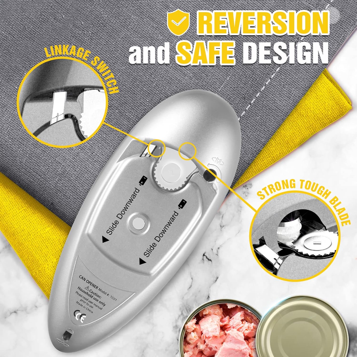 Kitassure Handsfree One Touch Electric Can Opener Easy and Fast Flex Side Cut All Can Sizes, Automatic Handheld Battery Operated Kitchen Gadget Gift with Smooth Edge Safety for Seniors &amp; Arthritis 