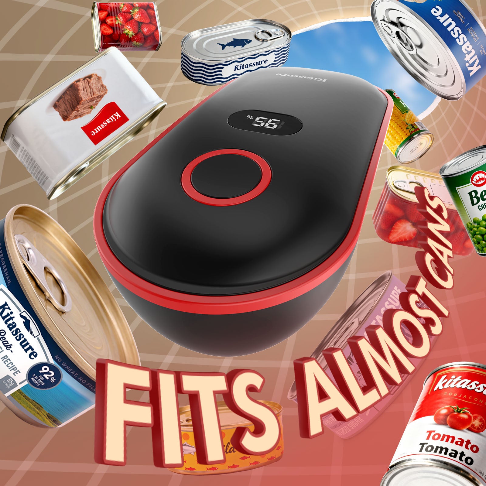 Kitassure Handsfree One-Touch Rechargeable Electric Can Opener Easy Flex Side Cut All Can Sizes with LED Display and Smooth Edge Safety for Arthritis &amp; Seniors, Automatic Cordless Kitchen Gadget Gift