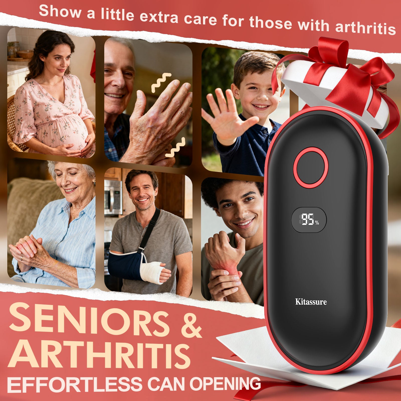 Kitassure Handsfree One-Touch Rechargeable Electric Can Opener Easy Flex Side Cut All Can Sizes with LED Display and Smooth Edge Safety for Arthritis &amp; Seniors, Automatic Cordless Kitchen Gadget Gift